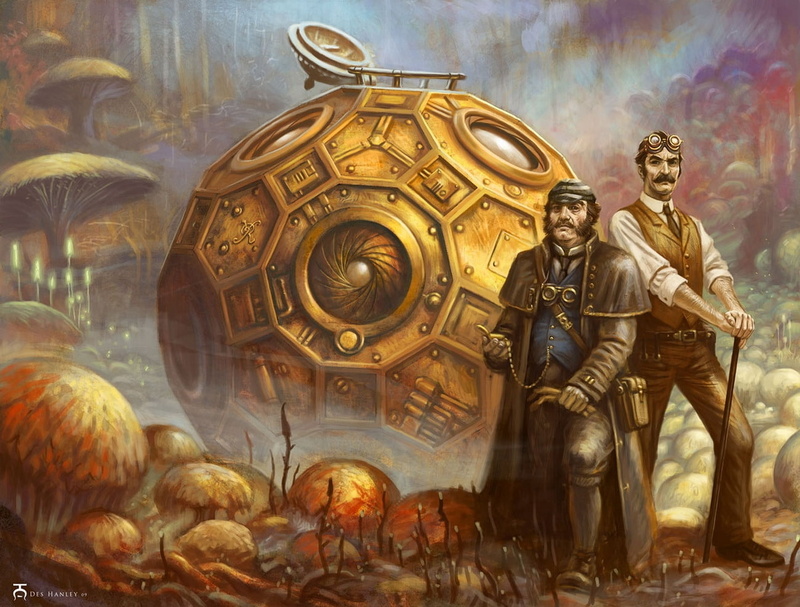 digital art, 720P, time, machine, art, artwork, steampunk, space, digital, moons, time machine, hd