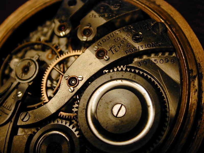 machinery, equipment, selective focus, indoors, gear, wheel, complexity, 720P, still life, machine part, watch, accuracy, clock, instrument of time, metal