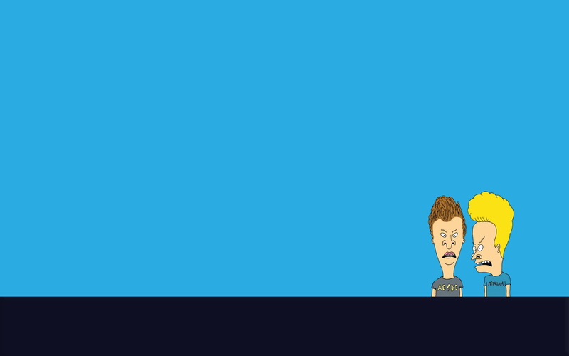 colored background, creativity, strip, Beavis and Butthead, minimalism, turquoise colored, copy space, clear sky, look, representation, butthead, nature