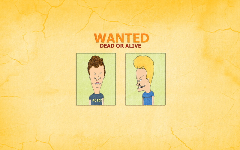 minimalism, the inscription, Beavis and Butthead, Wanted Dead Or Alive, Beavis and Butt-head, 1080P, the trick