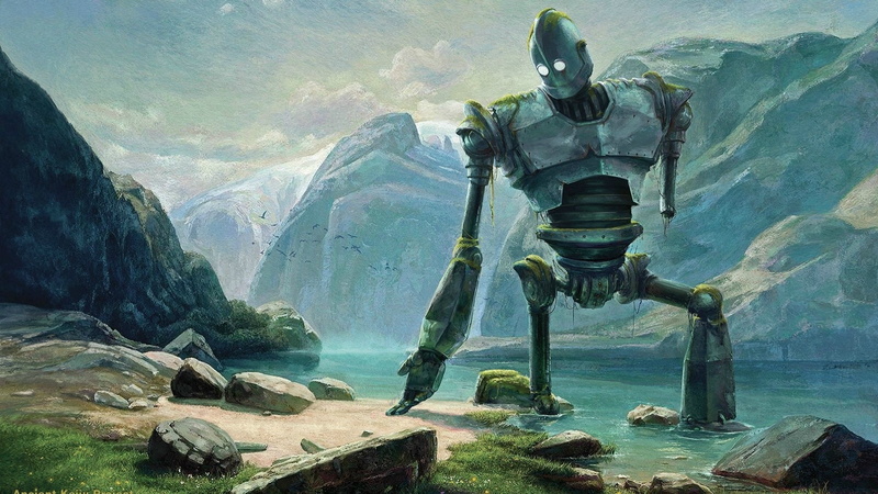 1080P, digital art, The Iron Giant, river, artwork, mountains