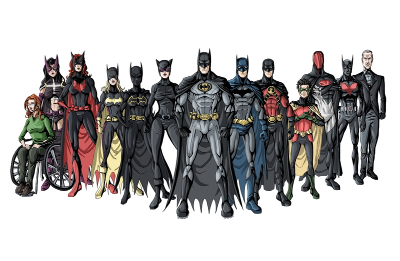 men, group of people, headwear, isolated, Stephanie Brown, arrangement, Tim Drake, in a row, helmet, women, superheroes, sport, illustration