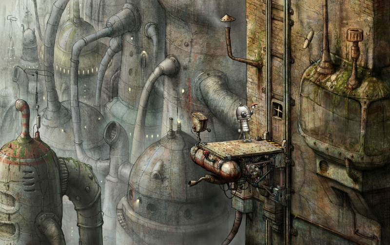 point and click, graphic, machinarium, family, puzzle, steampunk, adventure, robot, sci fi, 2K