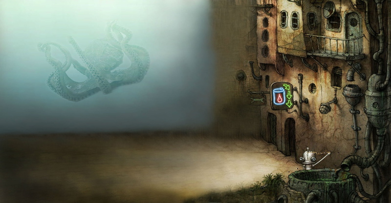 steampunk, adventure, sci fi, point and click, graphic, 2K, family, puzzle, robot, machinarium