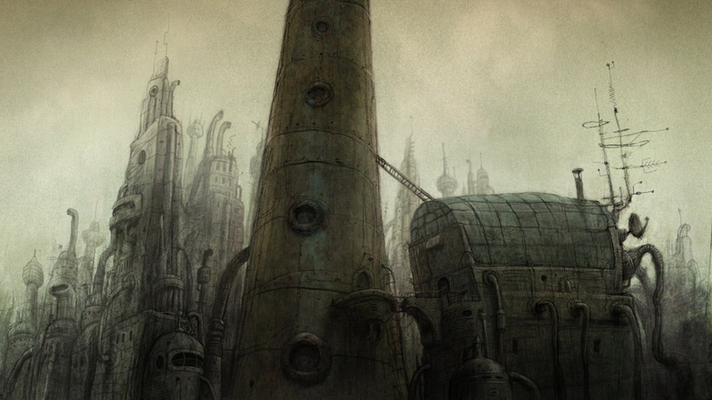 no people, outdoors, religion, day, the past, building, spire, belief, gothic style, textured effect, building exterior, machinarium, fog, built structure