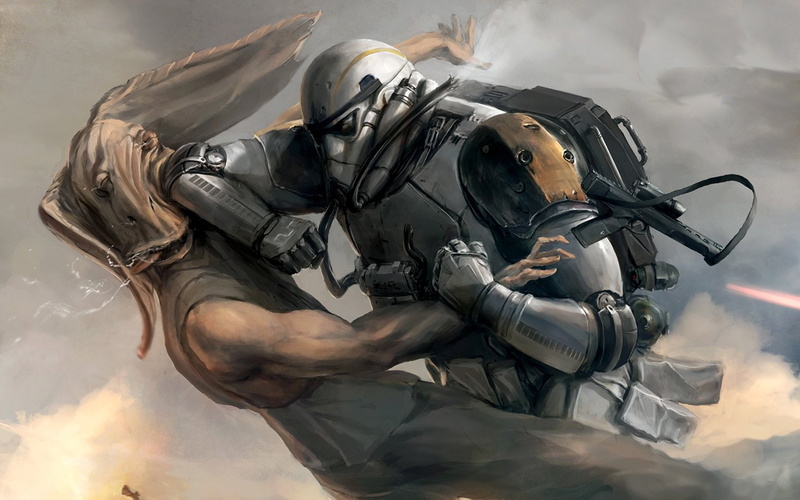 Jar Jar Binks, Stormtrooper, Star Wars, 720P