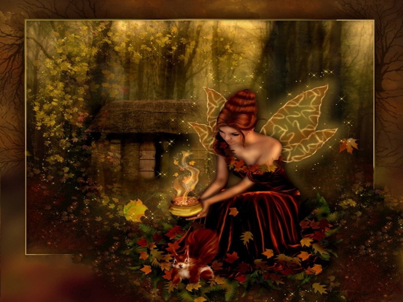 720P, Woman, Fairy, painting, Forest, Fantasy, holding, jar, Wings