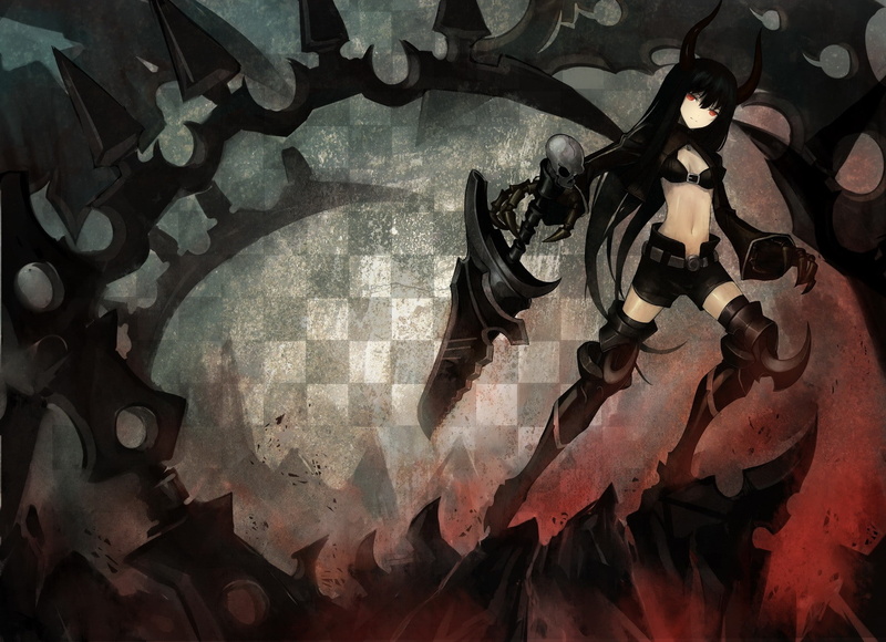 720P, Black Gold Saw, Black Rock Shooter, anime girls