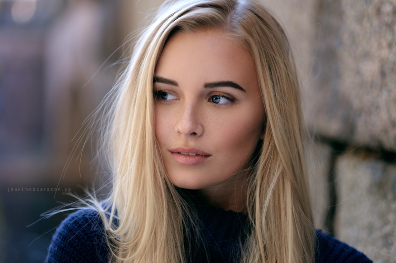 blonde, looking away, Joakim Oscarsson, portrait, women, Elvira Backteman, face, 1080P