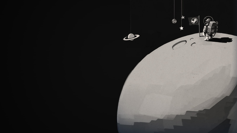 artwork, Steam (software), 720P, black background, space