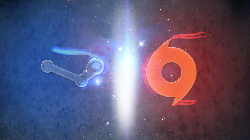 light - natural phenomenon, colored background, illuminated, 1080P, blue, red, digital composite, Steam (software), close-up, sign, night, indoors, lens flare