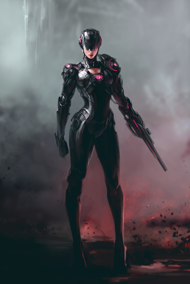 futuristic, Cyber Woman, soldier, female soldier, 2K, science fiction, cyborg