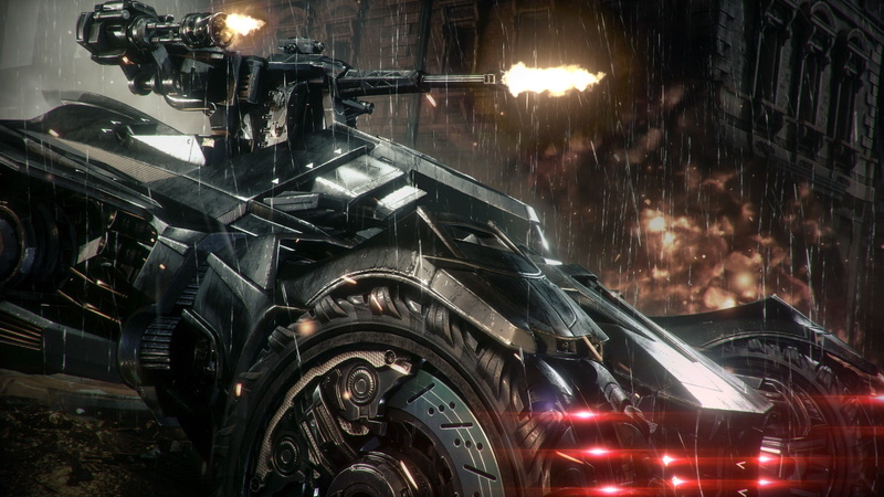 headlight, night, batman batman arkham knight rocksteady studios batmobile gotham city scarecrow character video games, wheel, stationary, city, 1080P