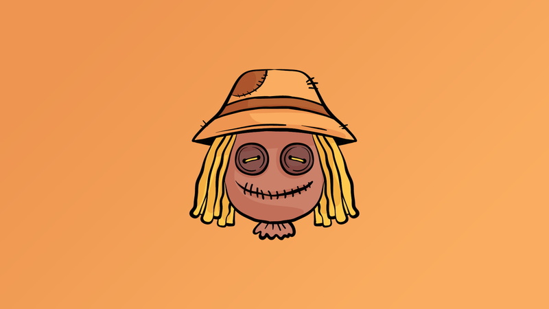 digital, orange background, Scarecrow (character), 1080P, simple background