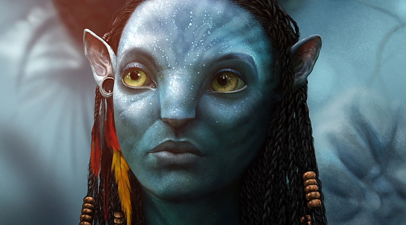 front view, Film, Neytiri, long hair, art and craft, Avatar 2, Movies, beauty, beautiful woman, portrait, 2017, Avatar, 2K, human face, adult, close-up