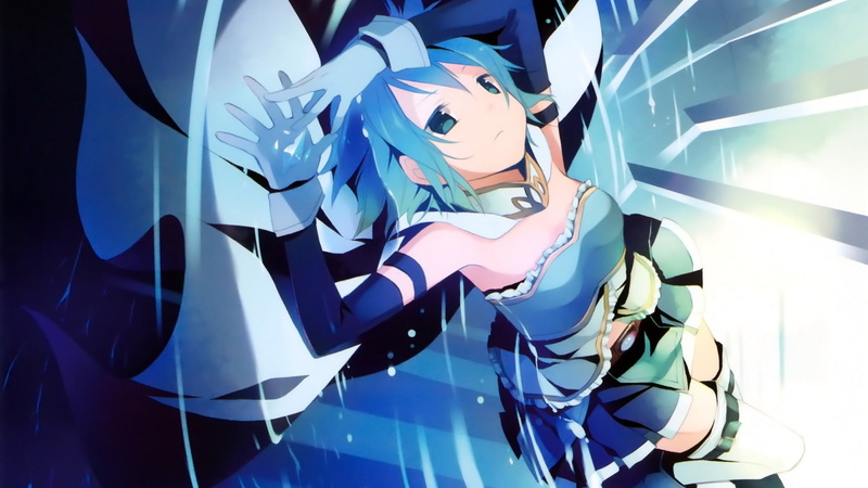 indoors, low angle view, Mahou Shoujo Madoka Magica, no people, anime, blue, human representation, shape, craft, multi colored, glass - material, day, art and craft
