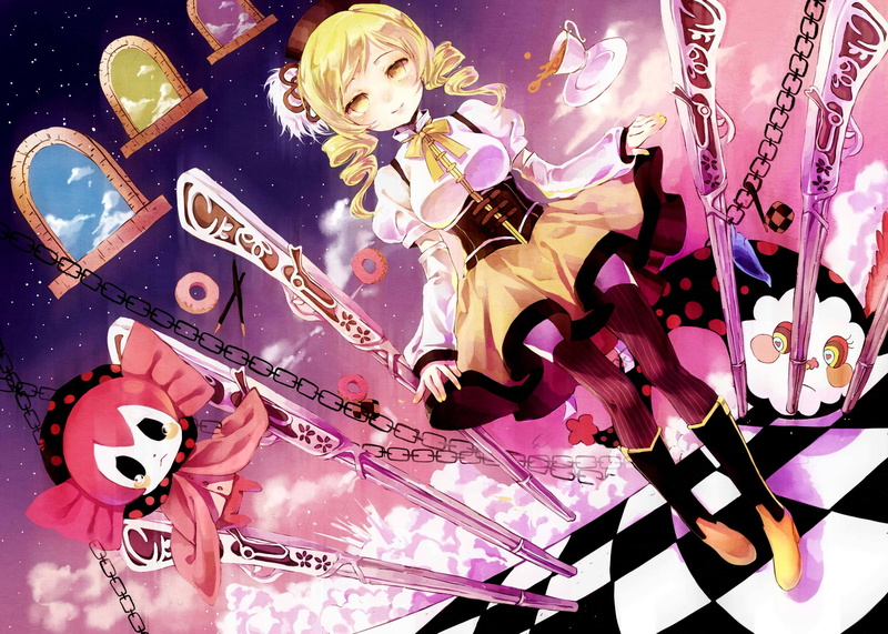 Mahou Shoujo Madoka Magica, gun, Tomoe Mami, 1080P, donut