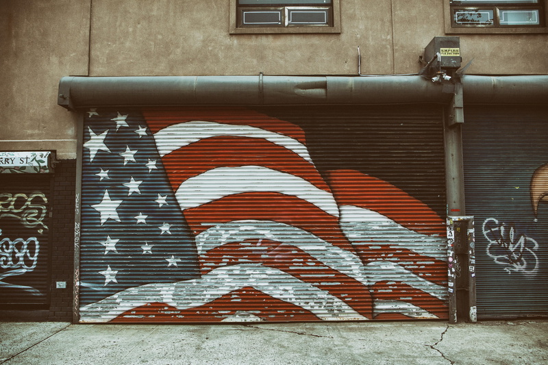 art and craft, street Art, outdoors, urban, brooklyn, red, flags, flag, nYC, door, iron, text, no People, closed, entrance, city, New York City, old, graffiti