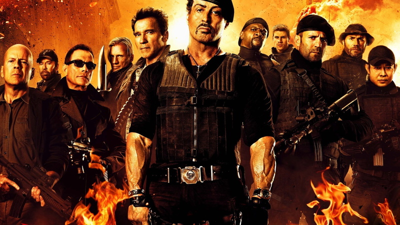 movies sylvester stallone bruce willis arnold schwarzenegger jason statham the expendables 2 terry crews, human representation, burning, real people, adult