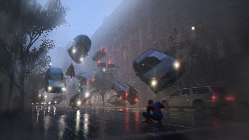 wet, mode of transportation, city, sign, headlight, group of people, nature, motor vehicle, car, night, Magneto, street, Spider-Man, adult, architecture