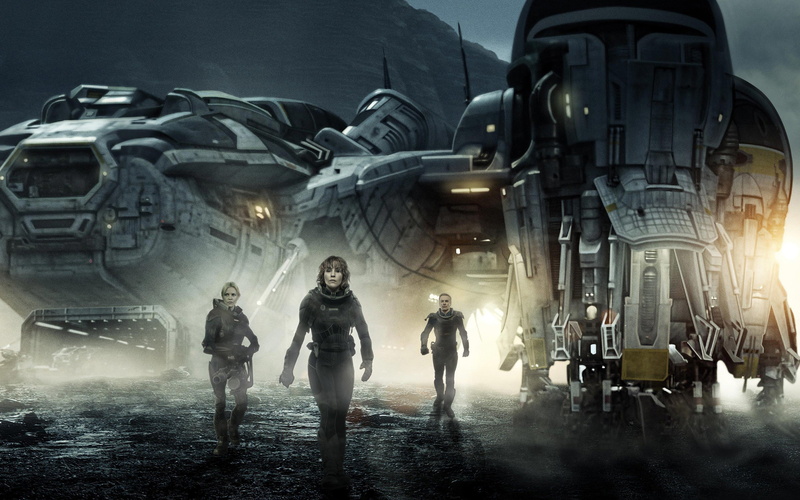 tomb, Prometheus, astronauts, spaceships, Michael Fassbender, Charlize Theron, 2K, raider, Film, fantasy, planets, Noomi Rapace, poster, raise