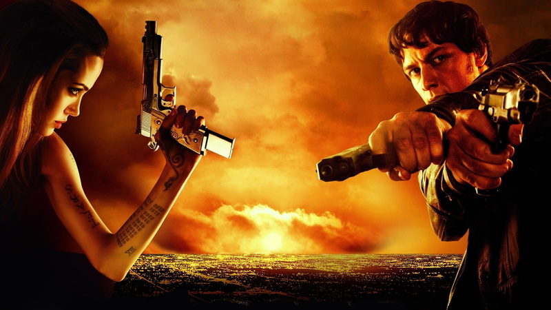 Wanted, rifle, weapon, young adult, adult, security, males, two people, gun, motion, 1080P, James McAvoy, fighting, Angelina Jolie, young men, s, competition