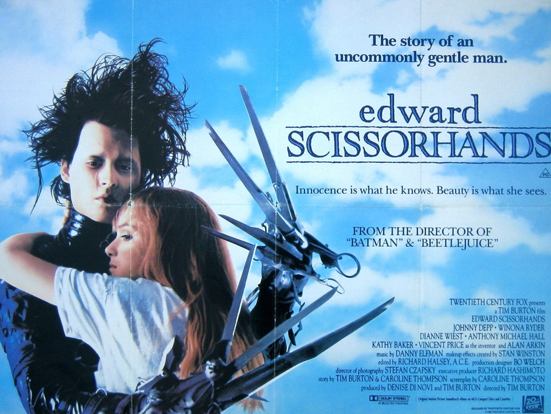 depp, poster, fantasy, romance, drama, edward, scissorhands, 1080P