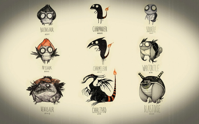 creatures, monsters, tim, pokemon, burton, drawing, charactors, 720P, cartoon