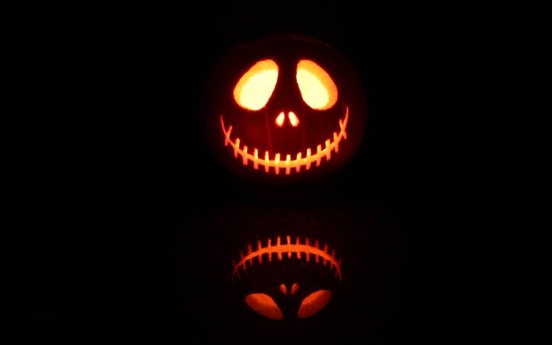 no people, 1080P, illuminated, close-up, face, The Nightmare Before Christmas, food and drink, anthropomorphic, glowing, orange color, jack o lantern