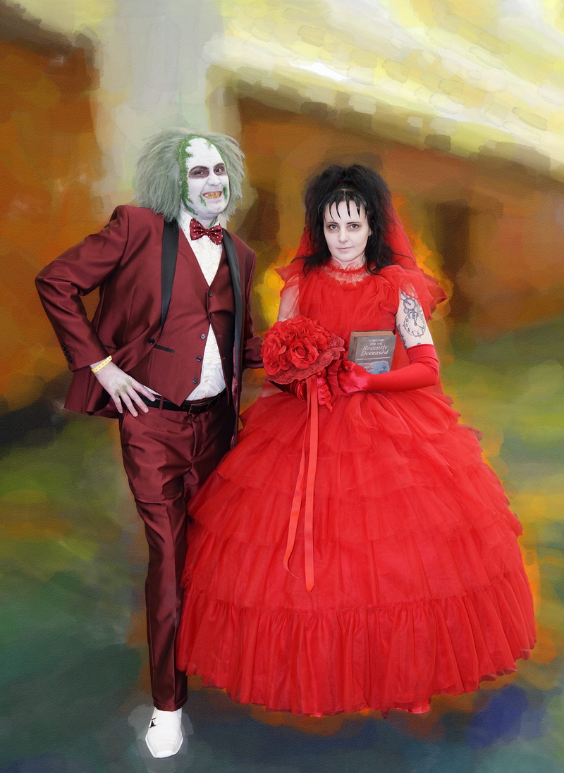 women, comedy, looking at camera, people, portrait, leisure activity, 5K, red, clothing, beetlejuice, death, halloween, celebration, woman, lifestyles