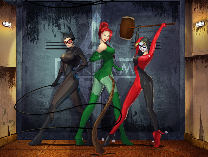 people, clothing, portrait, ivy, harley quinn, fashion, dc comics, standing, adult, poison ivy, hairstyle, looking at camera, women, superhero, poison