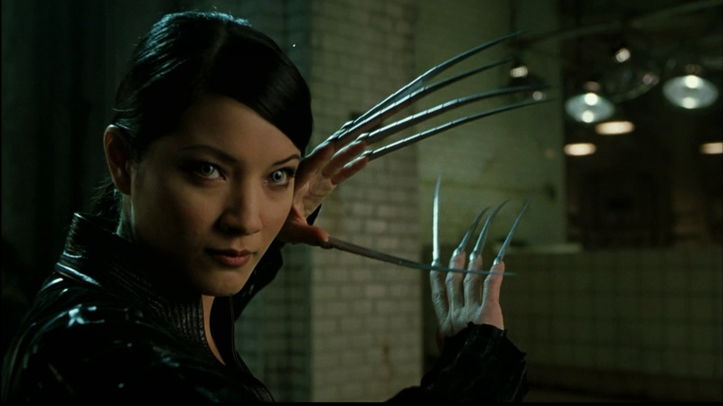 dark, holding, side view, indoors, kelly hu movies x men 2 lady deathstrike, young adult, activity, hairstyle, adult, young women, 1080P, hair, headshot