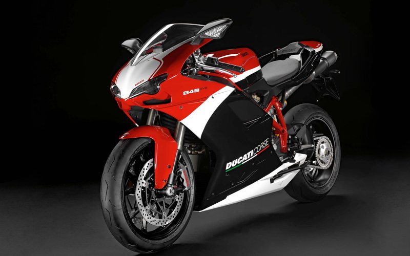 mode of transportation, transportation, one person, Ducati 848 EVO Course Special Edition, black background, tire, biker, Ducati 848, chrome, motor racing track
