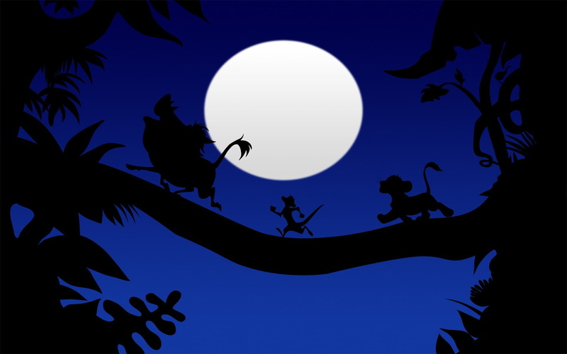 animal wildlife, animal themes, group of animals, animal, astronomy, nature, leaf, silhouette, moonlight, Animated Movies, The Lion King, 1080P, outdoors