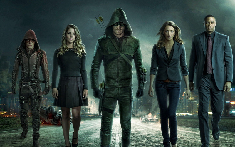 Colton Haynes, Emily Bett Rickards, arrow, David Ramsey, 2K, Felicity Smoak, Katie Cassidy, Green Arrow, Dinah Laurel Lance, Red Arrow, John Diggle, Oliver
