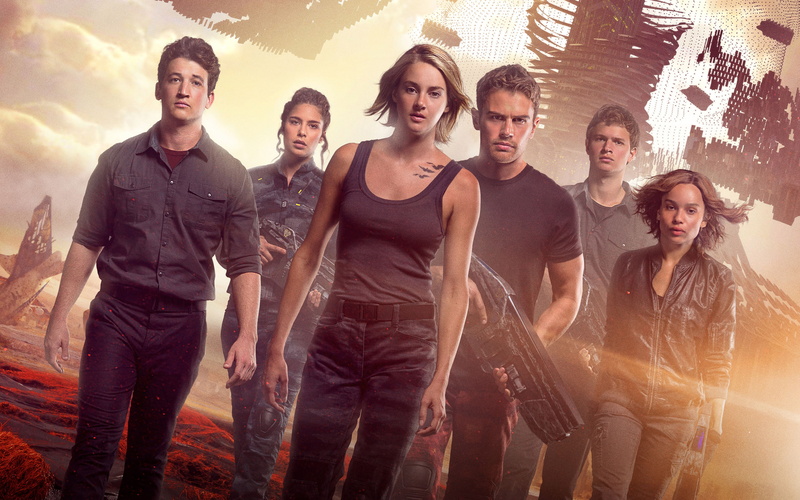 Miles Teller, Divergent, The Divergent Series: Allegiant, Ansel Elgort, weapons, Shailene Woodley, fiction, Zoe Kravitz, 2K, poster, Theo James, background