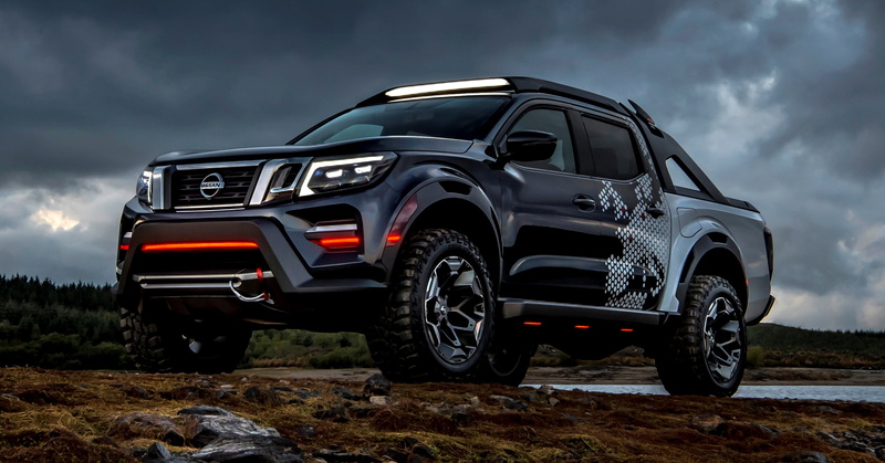 Nissan, Navara, overcast, 2018, Dark Sky Concept, shore, pickup, 2K, vegetation
