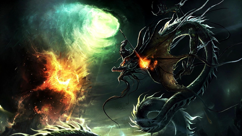 phoenix, dark, 1080P, dragon, fire