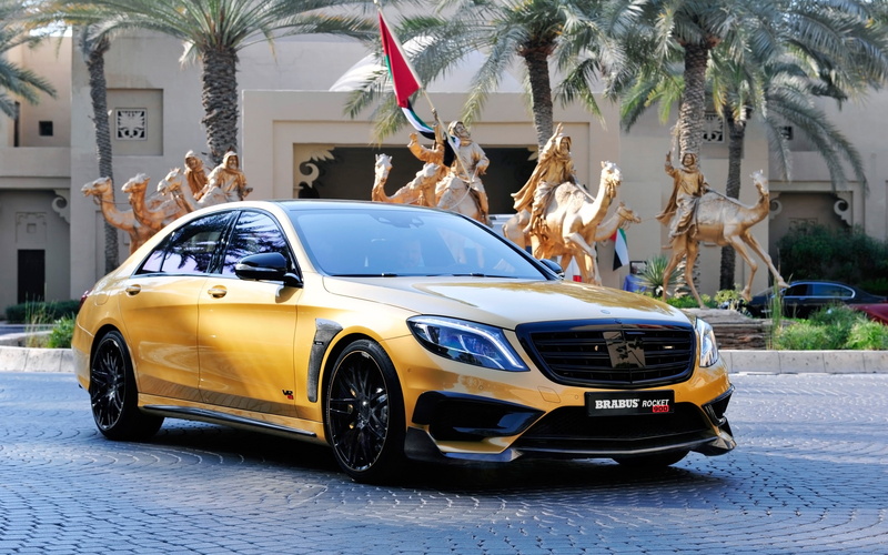 Benz, Gold, Rocket, Brabus, 2K, Desert, Mercedes
