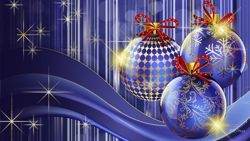sparkle, blue, waves, 1080P, balls, xmas, decoeations, stars, feliz navidad, christmas, glow, gold, bright