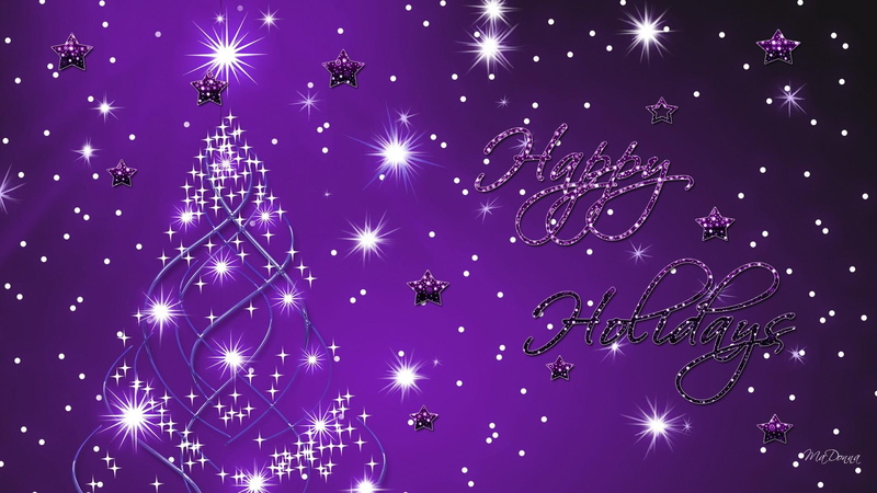 snowflakes, bright, 3d and, tree, holiday, decorations, stars, shine, feliz navidad, 1080P, happy, christmas, snowing, sparkle, purple