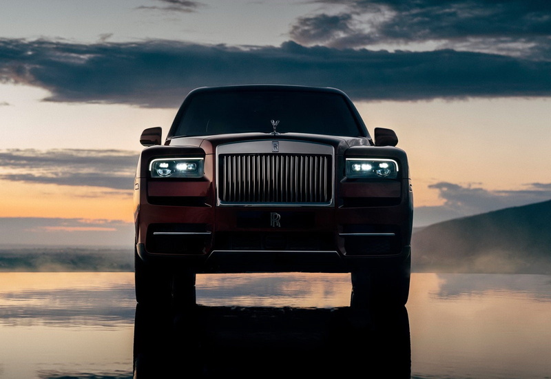 close-up, outdoors, sunset, mode of transportation, sky, water, rolls-royce, cullinan, nature, retro styled, day, cloud - sky, reflection, scenics - nature