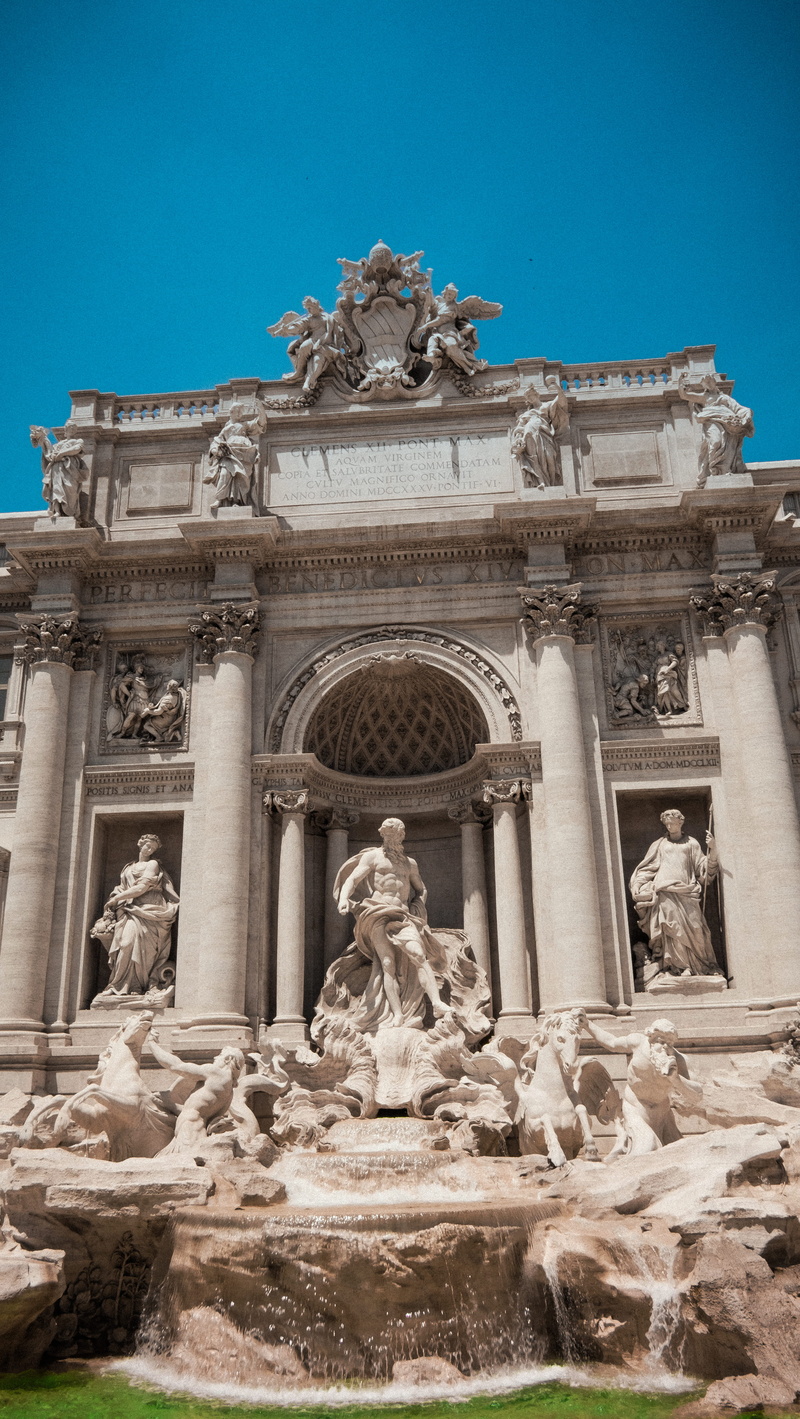 human representation, ornate, roma, low angle view, fountain, roman, history, bas relief, the past, art and craft, built structure, no people, building