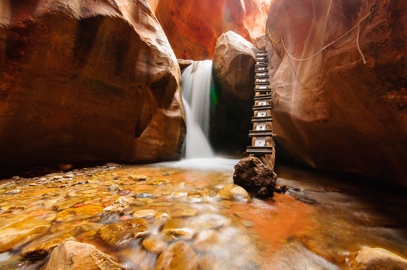 photography, rocks, ladders, fall, Grand Canyon, water, 2K