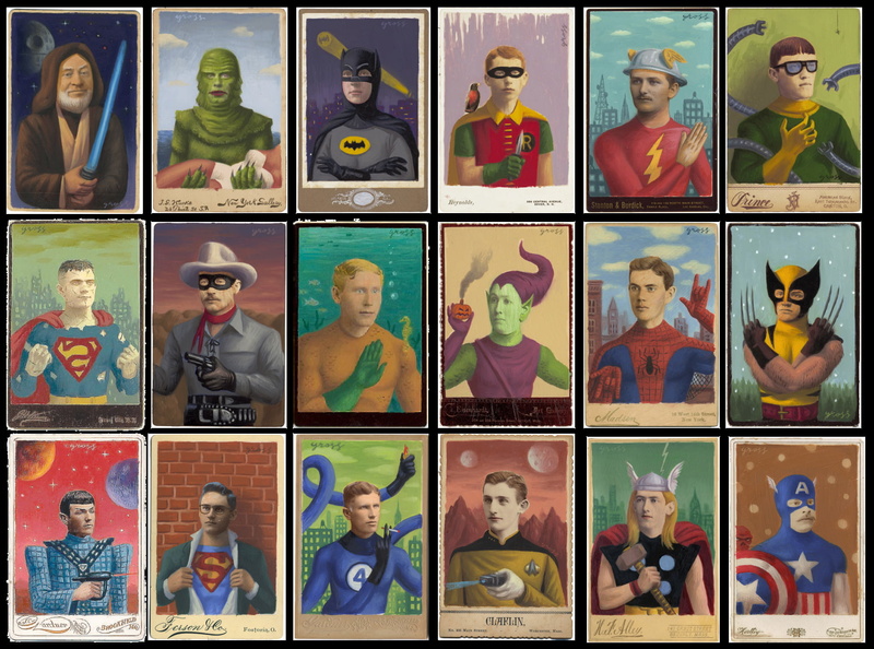 adult, Robin (DC Comics), Lone Ranger, mid adult, Collage, Mister Fantastic, digital composite, indoors, female likeness, Thor, Green Goblin, Superman