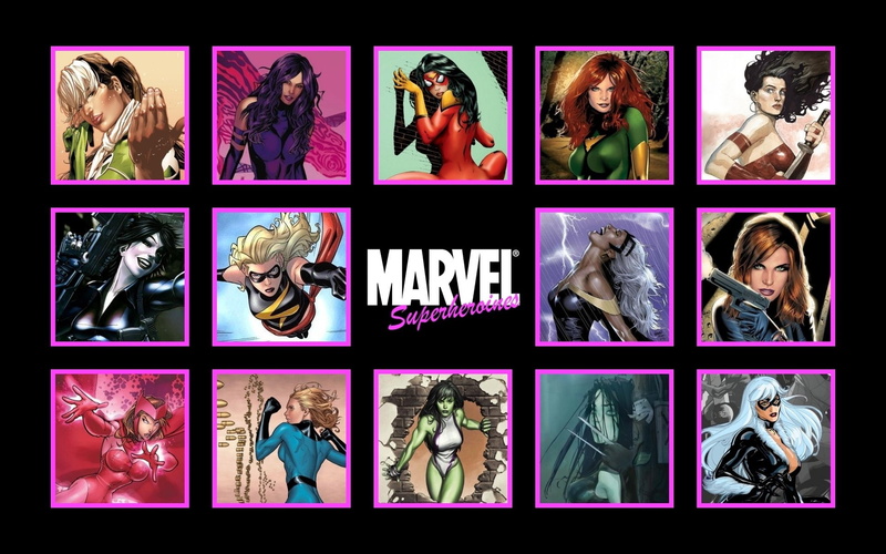 Black Cat (Marvel Comics), Storm (Marvel Comics), Ms. Marvel, Susan Storm, Elektra (Marvel Comics), Scarlet Witch, Invisible Woman, X-23, Rogue (Marvel Comics)
