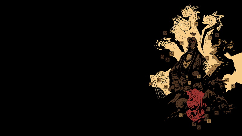 illustration, black, 1080P, cartoon/comic, hellboy, hd, hell, boy