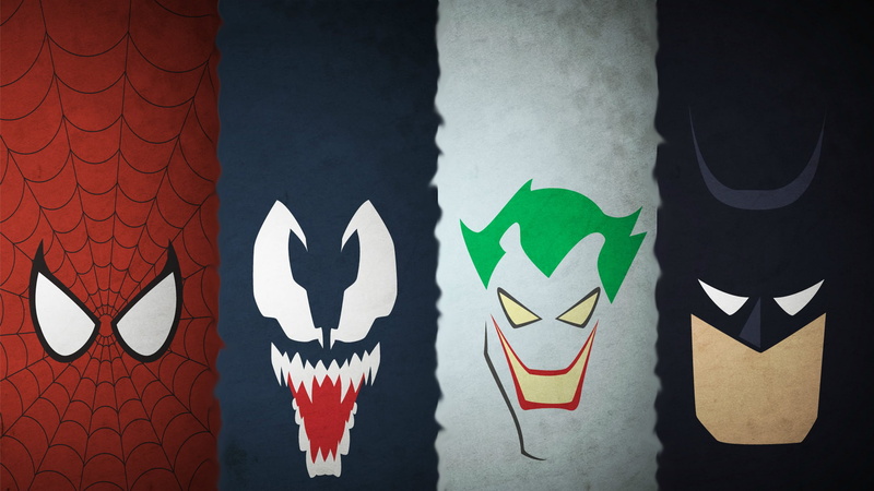 man, spider, hd, batman, 1080P, venom, cartoon/comic, joker