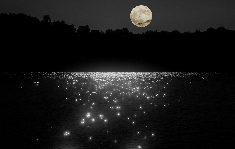 water, moonlight, 1080P, night