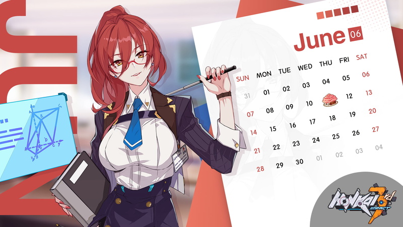 Honkai Impact, 1080P, Honkai Impact 3rd, Murata Himeko, long hair, redhead, artwork, video games, digital art, calendar, anime girls